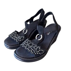 Skechers Rumbler Queen B Black Wedge  Sandal Size‎ 7